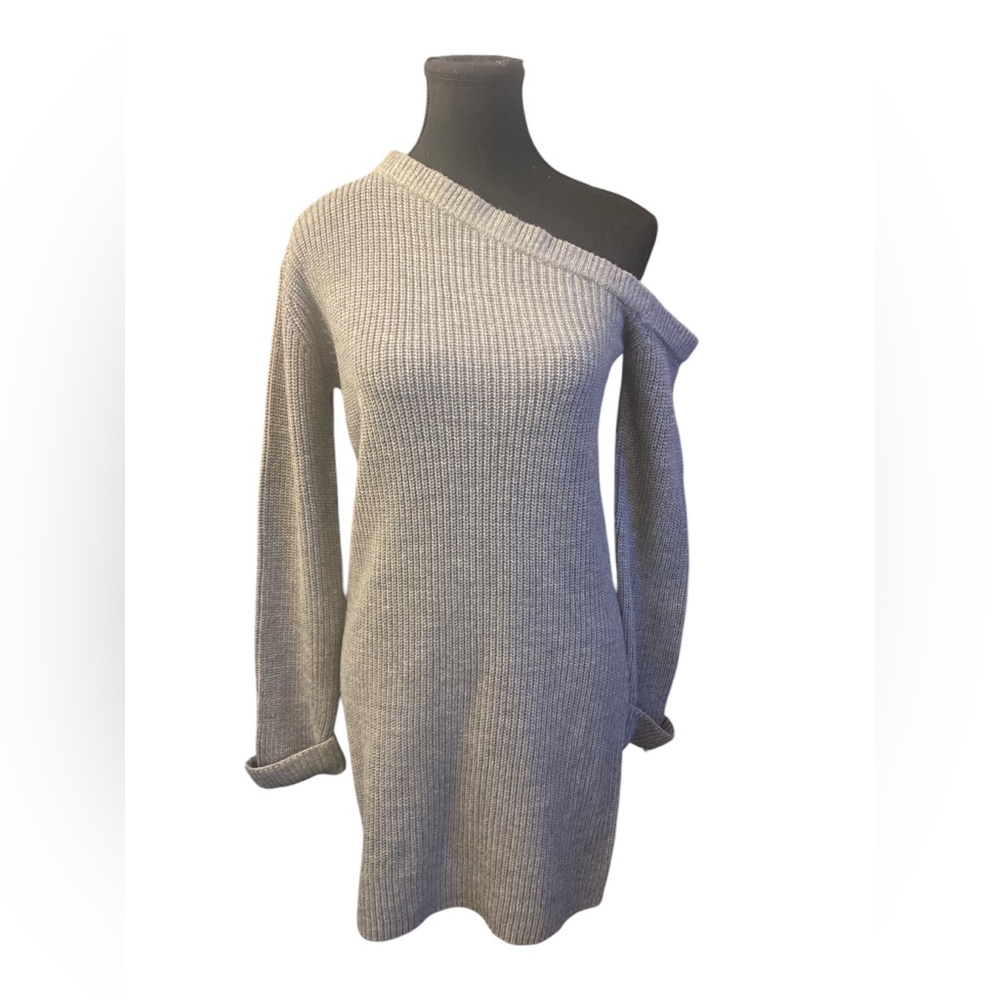 WAYF Gray Off-Shoulder Women's Sweater Dress S NWT